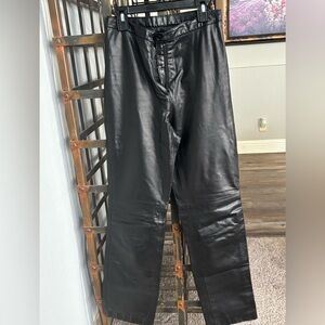 Genuine Leather Straight Leg Pants Moto Goth Chic